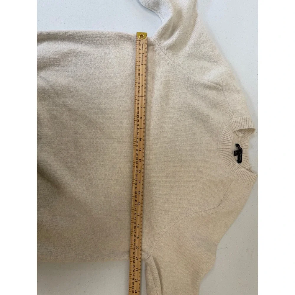 Banana Republic Mens L Cream Raglan Crewneck Knit Sweater Heathered Ivory 6467